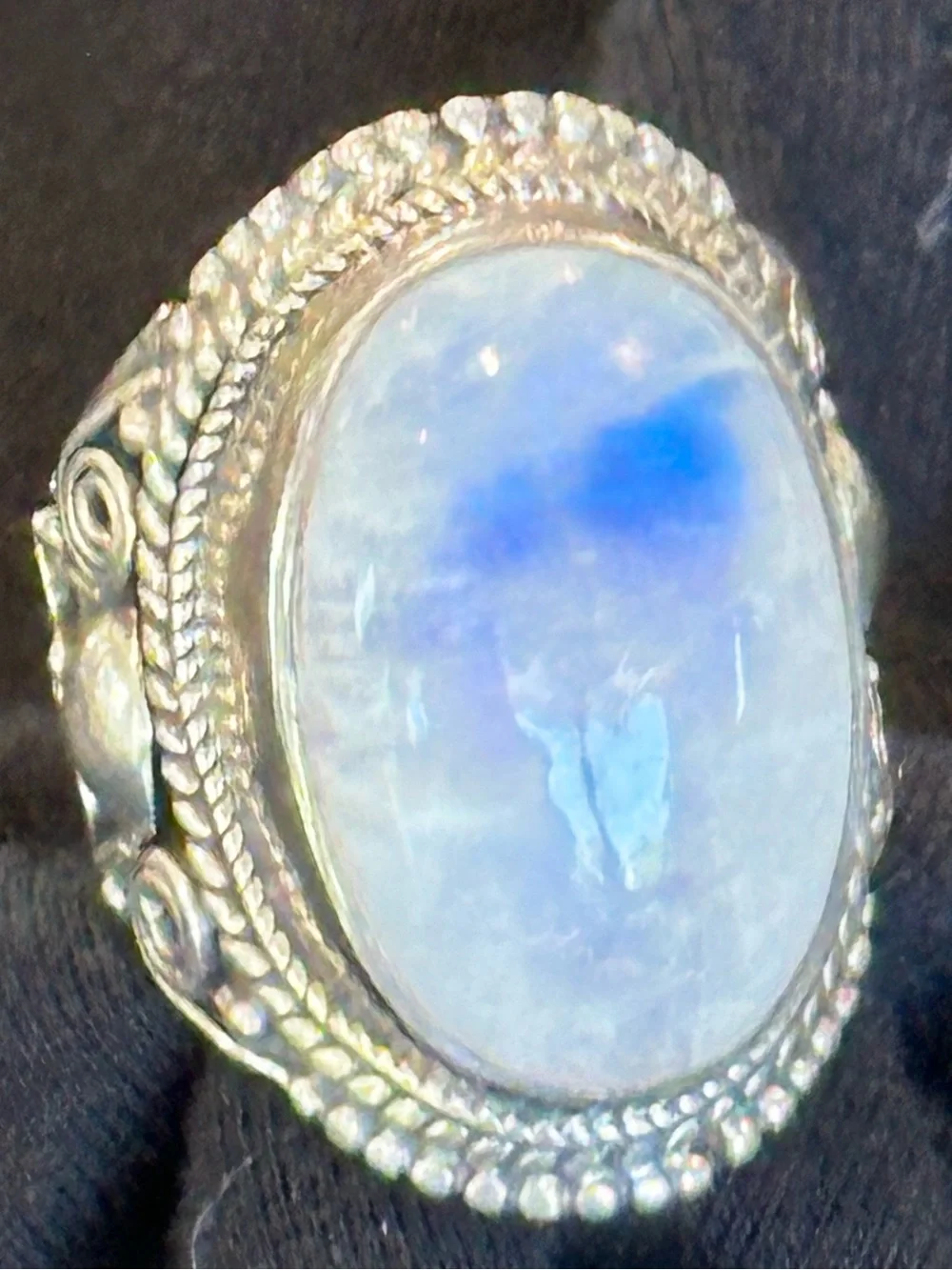 Handmade Rainbow Moonstone Statement Ring | Sterling Silver | One of a Kind